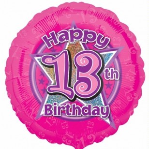 Pink Star Happy 13th Birthday Balloon
